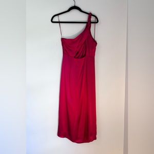 Anthropologie one shoulder silk midi dress